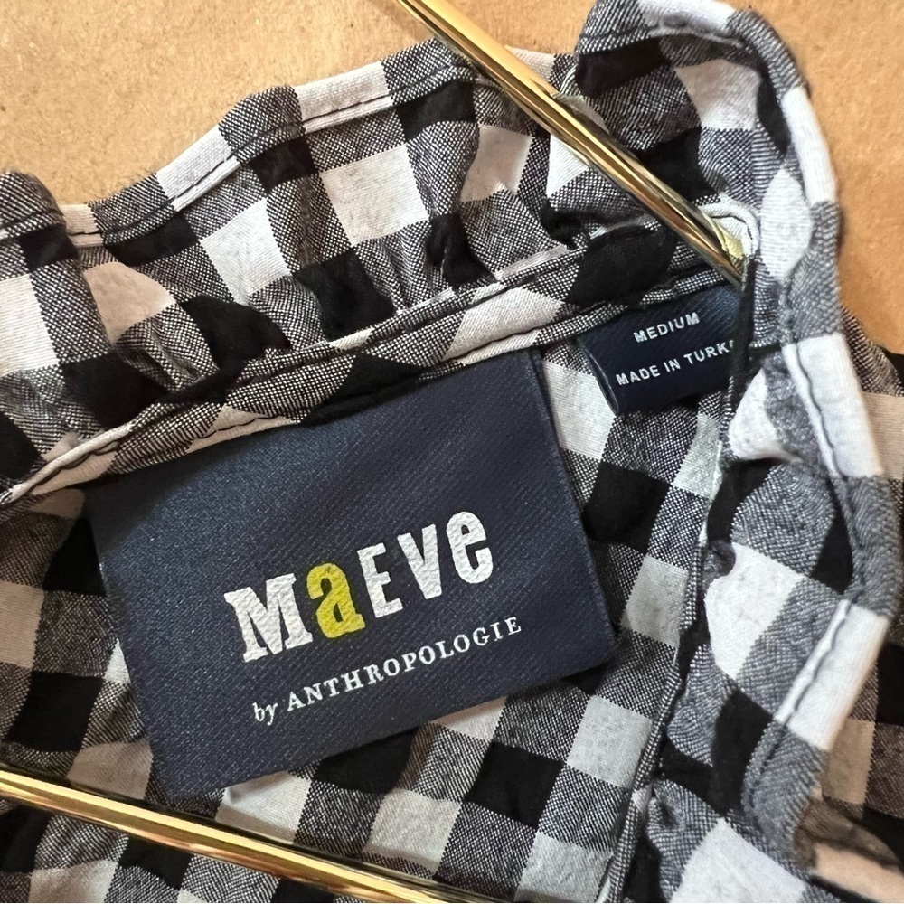 Anthropologie Maeve Lida Ruffled Mini Dress Tiered Popover Gingham Check Size M - Picture 3 of 13